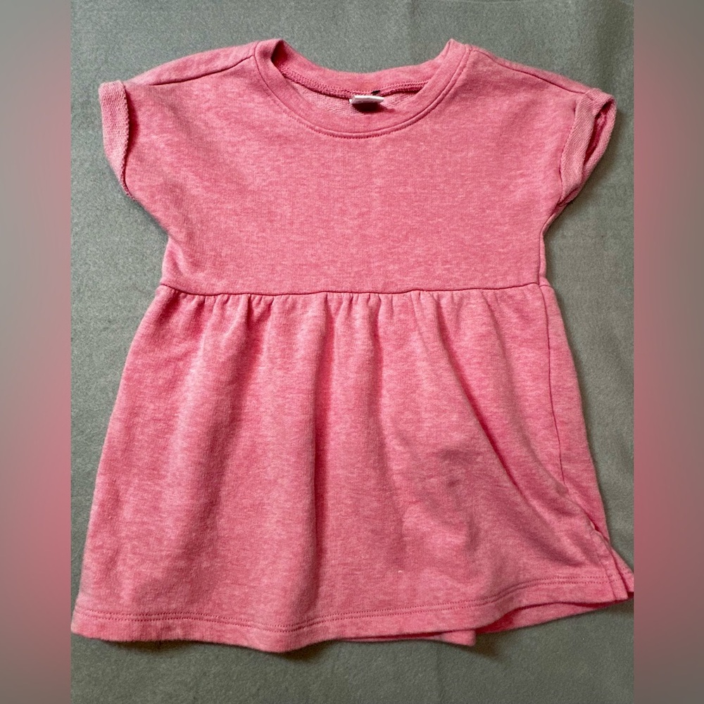 Old Navy 2T short cuffed/folded sleeve dress- pink - girls